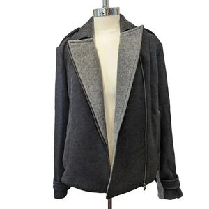 L.A.M.B.‎ GWEN STEFANI Wool Leather Moto Jacket Size 0, Small Gray